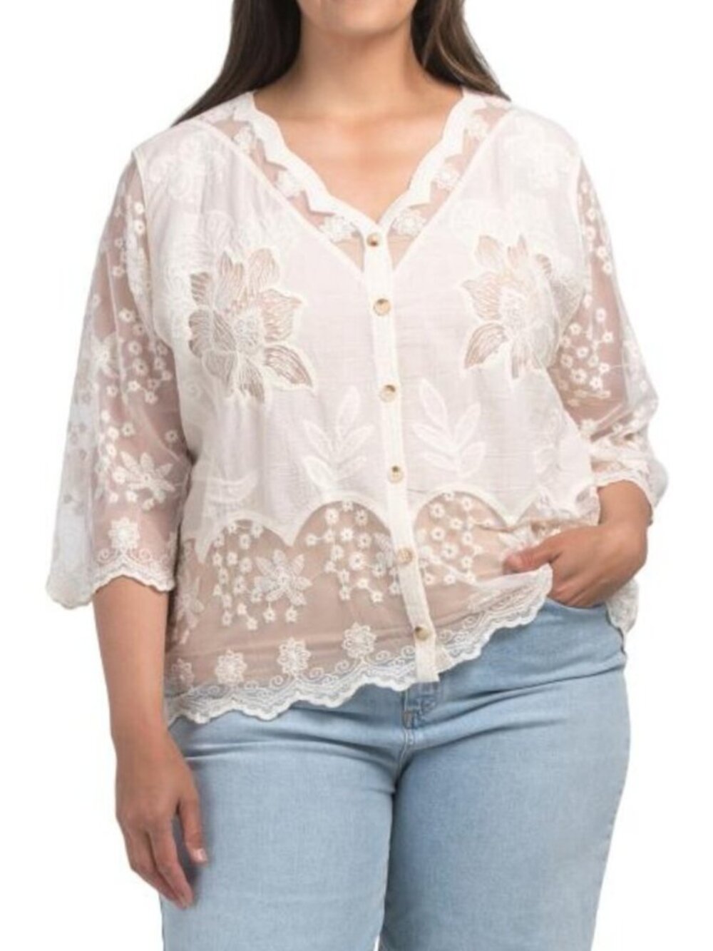 LIV LOS ANGELES Plus Lace Cardigan